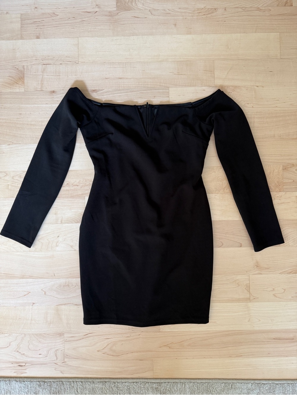 Off-the-Shoulder Black Long Sleeve Bodycon Mini Dress